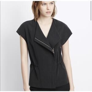 Vince Cupro Moto Asymmetric Zip front black vest size small